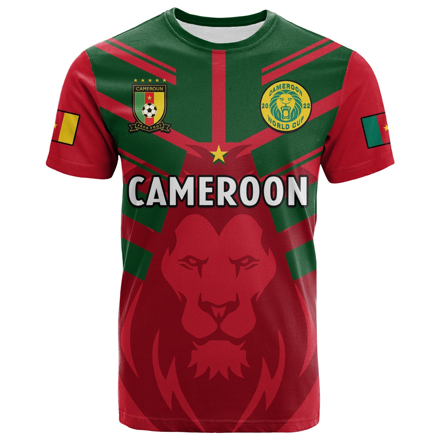 Cameroon Football T Shirt Les Lions Indomptables Red World Cup 2022 - Wonder Print Shop