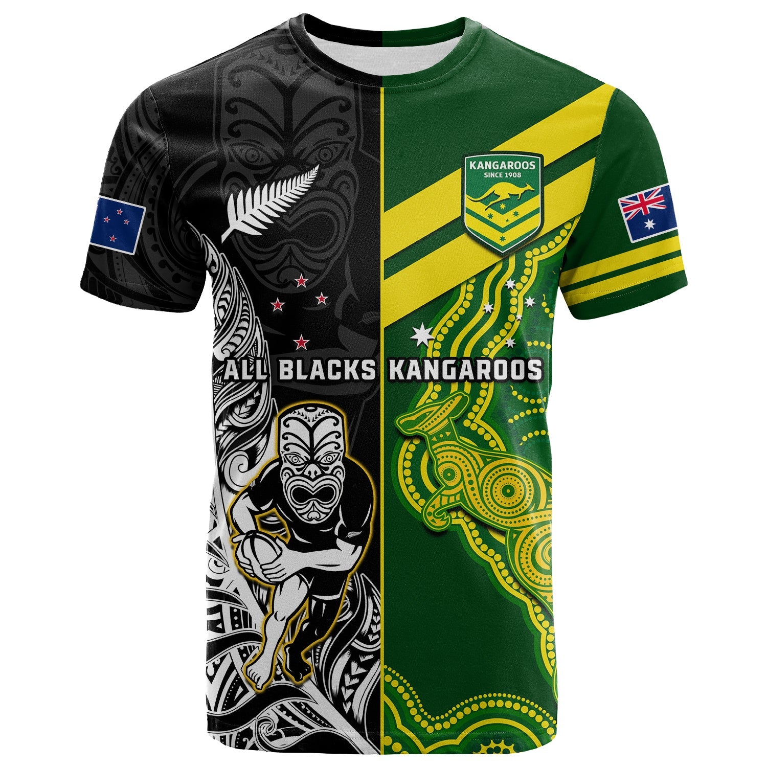 custom-personalised-australia-kangaroos-and-all-black-rugby-t-shirt-aboriginal-mix-nz-maori-fern