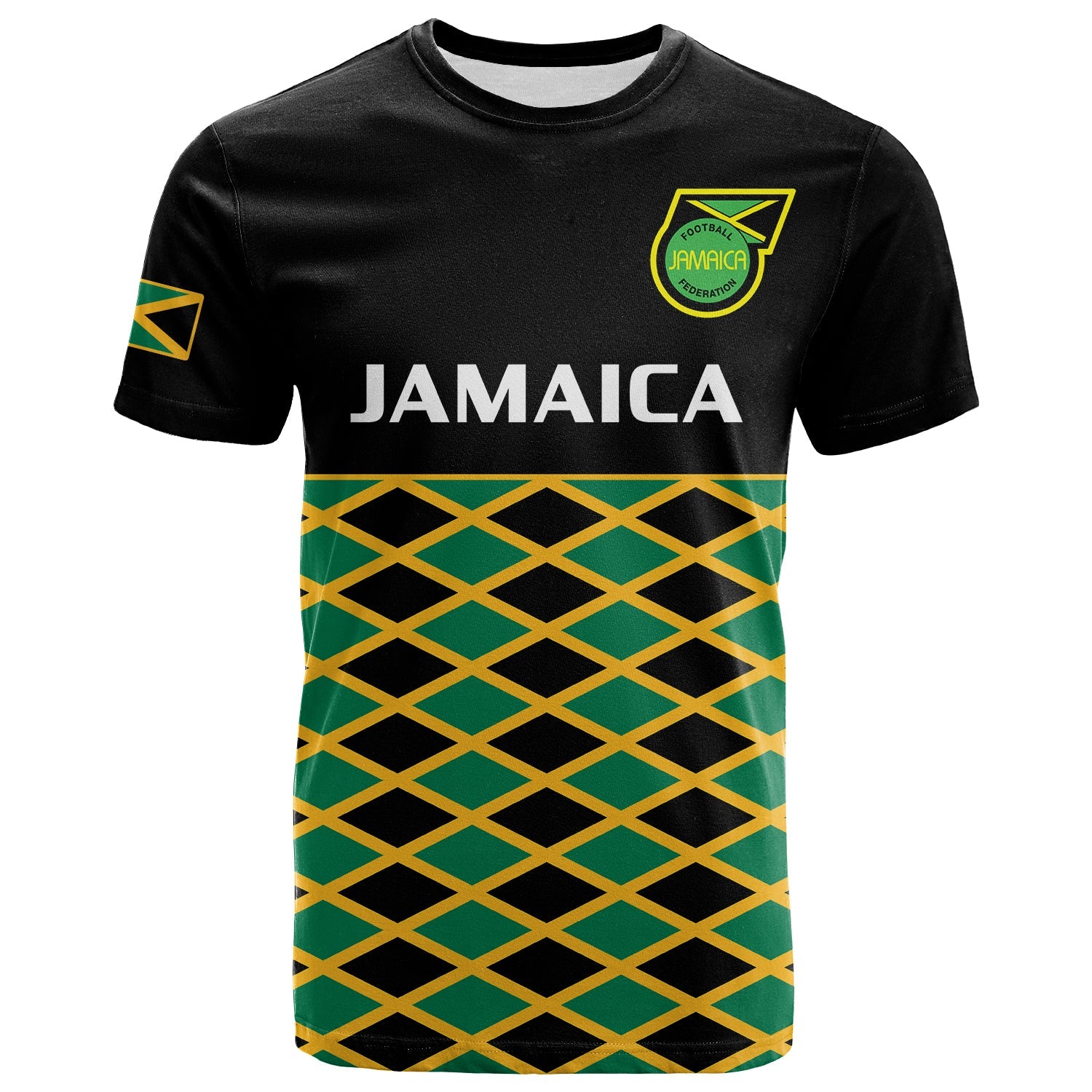 custom-text-and-number-jamaica-football-t-shirt-reggae-girlz-2023-cup-of-nations-ver01