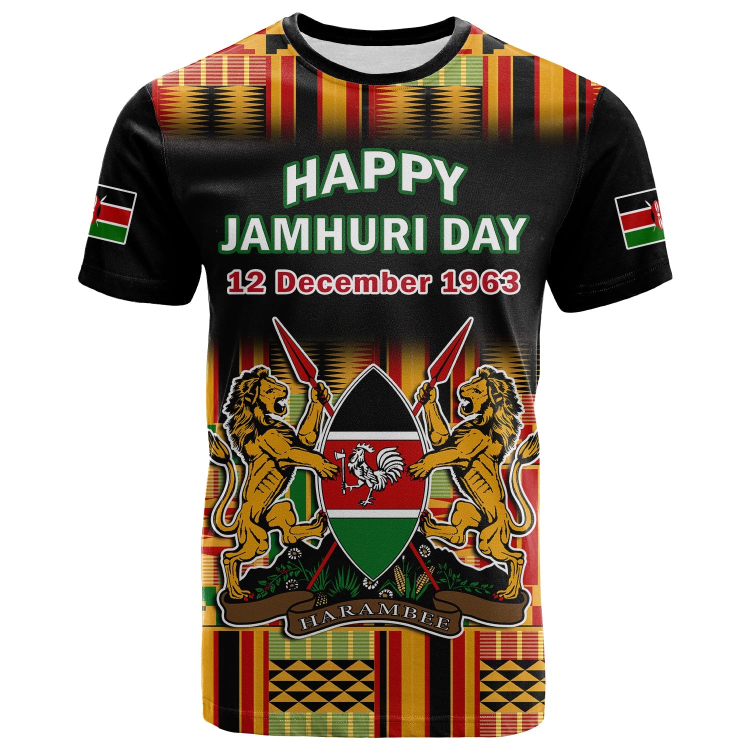 Kenya T Shirt Happy Jamhuri Day Kenyan Pattern - Wonder Print Shop