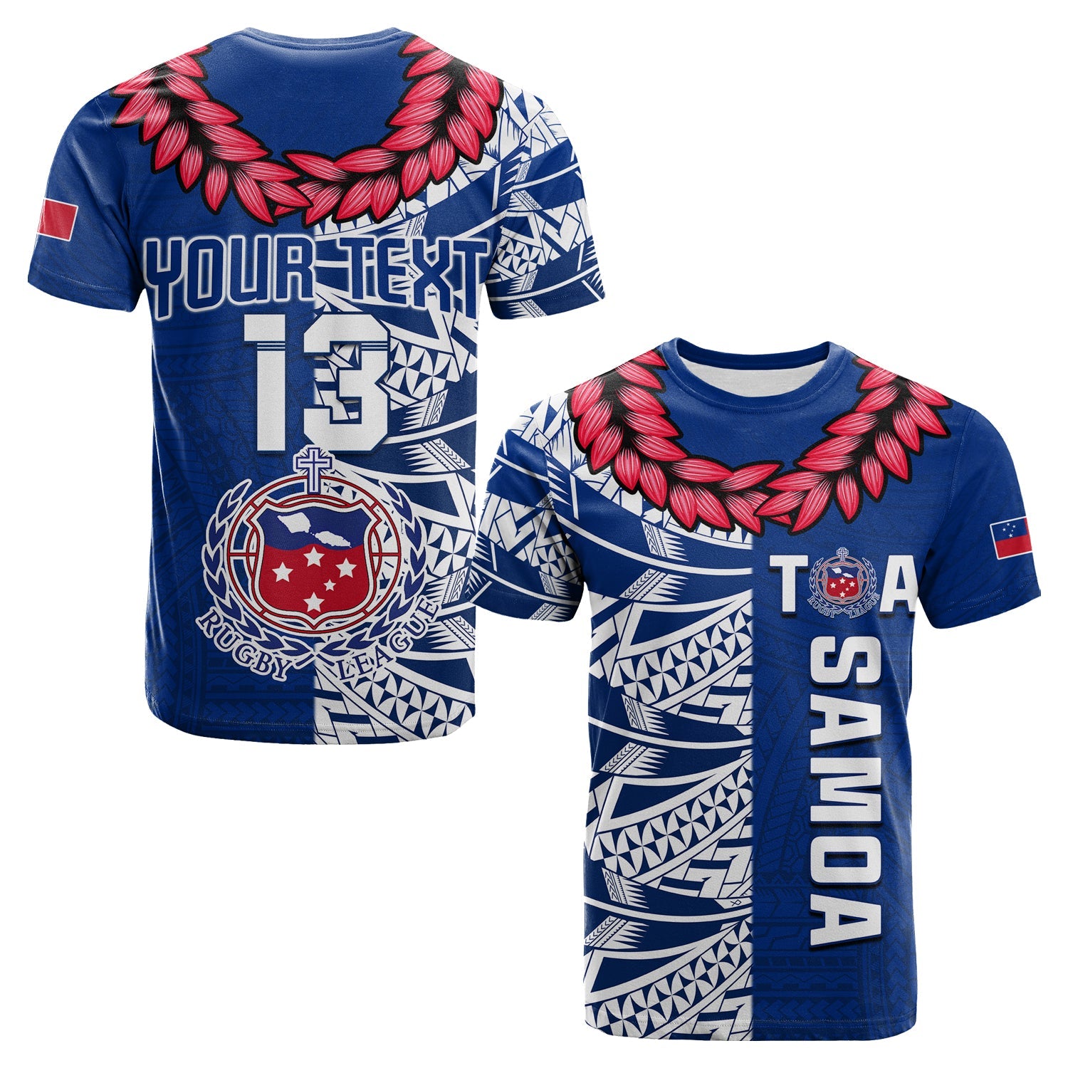 Custom Toa Samoa Rugby T Shirt Siamupini Ula Fala Blue LT13 - Wonder Print Shop