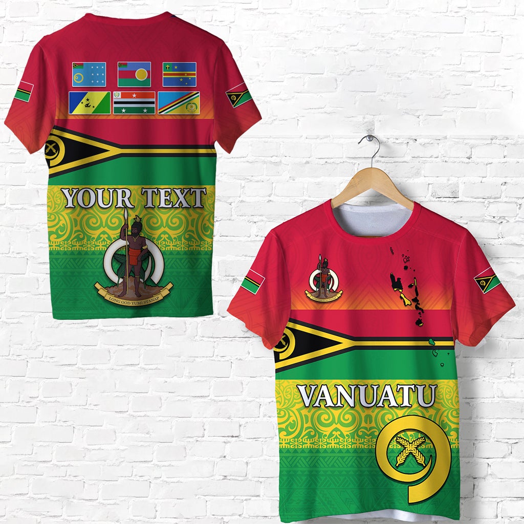 Custom Vanuatu Color T Shirt Six Provinces and Map LT13 - Wonder Print Shop