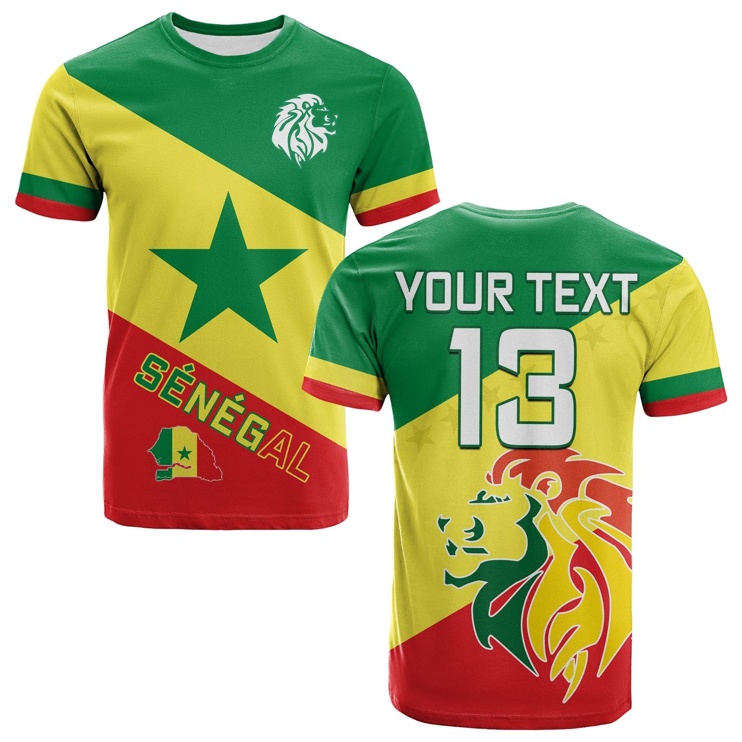 Custom Senegal Football T Shirt Lions of Teranga Soccer World Cup 2022 Style Flag LT13 - Wonder Print Shop