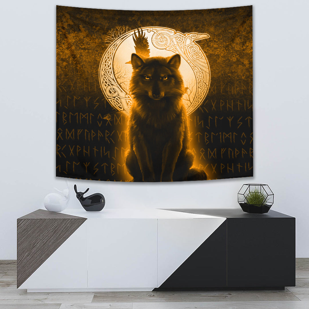 viking-tapestry-fenrir-viking-wolf-gold-version-tapestry