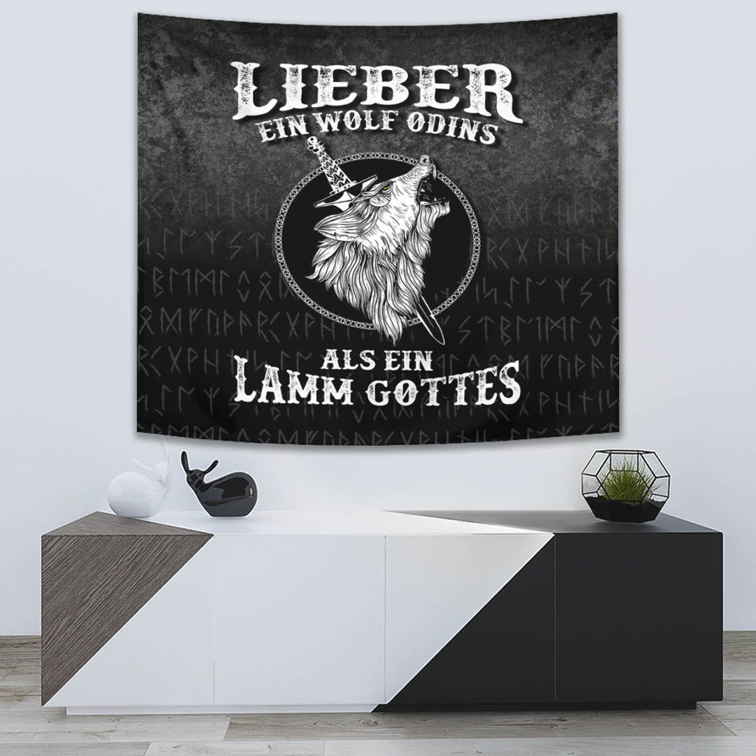 Viking Tapestry - Lieber Ein Wolf Odins Als Ein Lamm Gottes Tapestry RLT12 - Wonder Print Shop