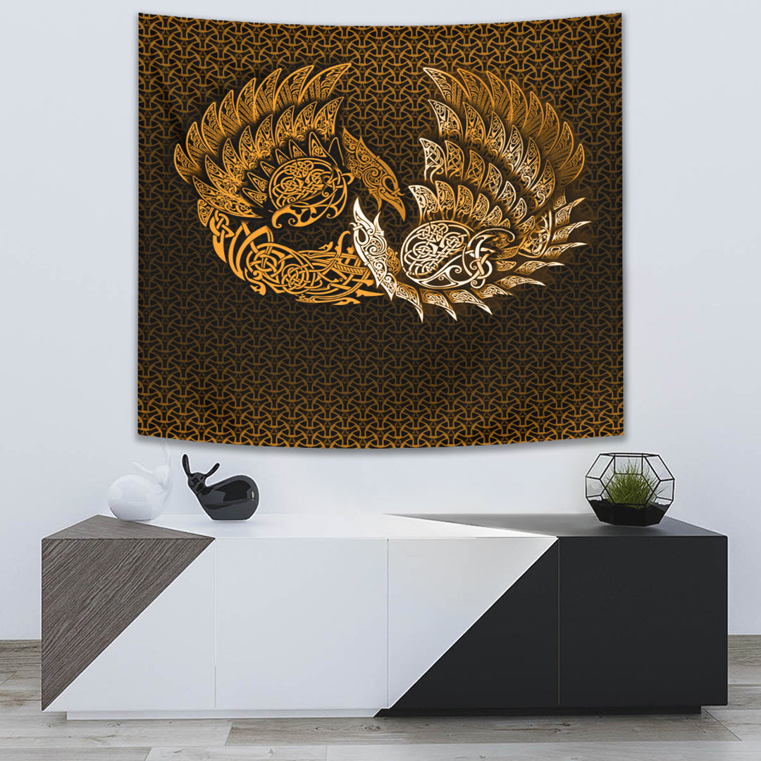 viking-tapestry-ragnarok-huginn-muninn-gold-version-tapestry