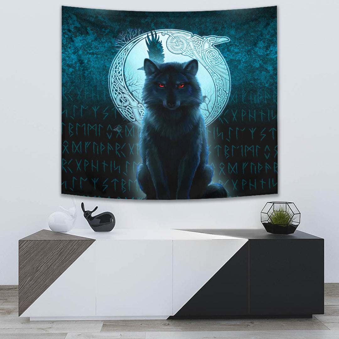 viking-tapestry-fenrir-viking-wolf-cyan-version-tapestry