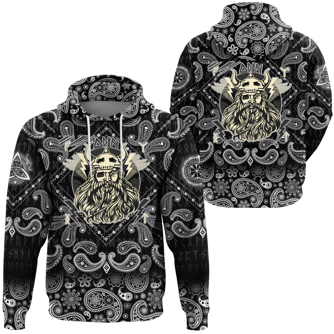 Viking Hoodie The Norse God Odin with Bandana Paisley Style RLT12 - Wonder Print Shop