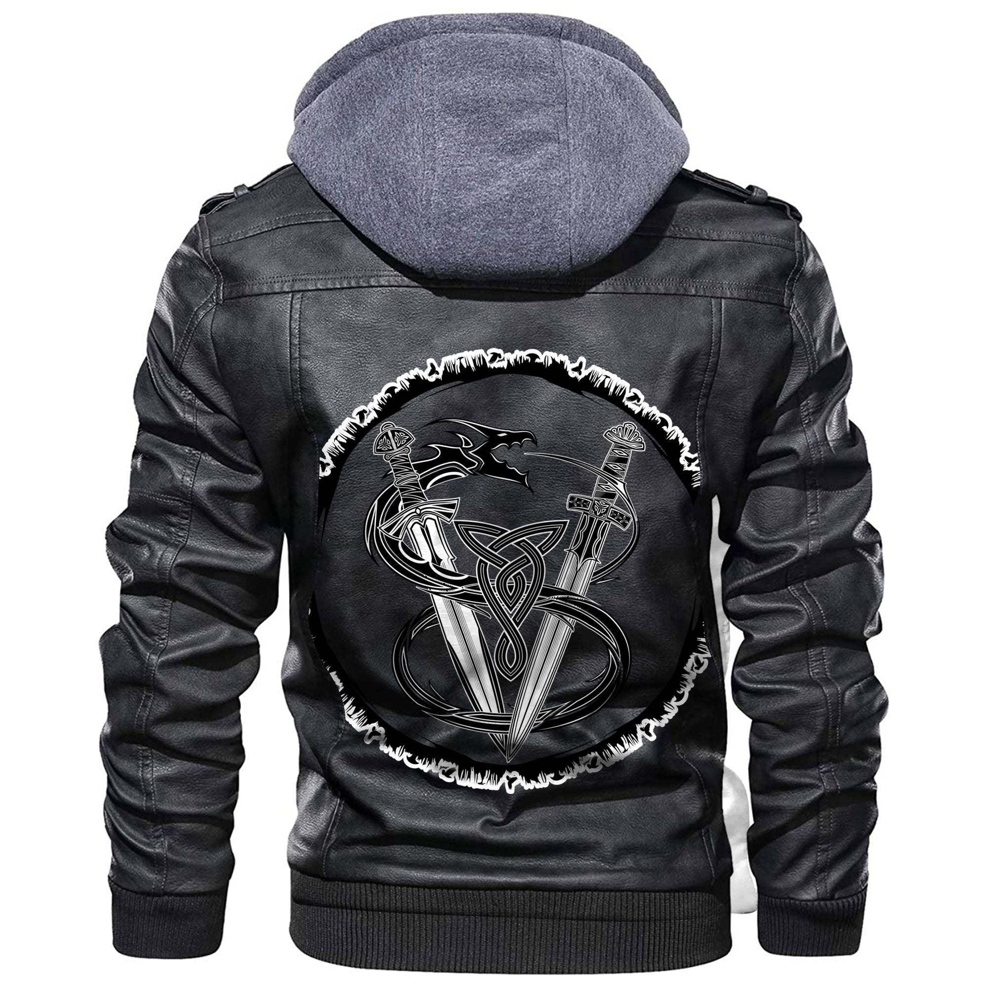 Viking The and Dragon Biting A Tail Leather Jacket RLT12 - Wonder Print Shop