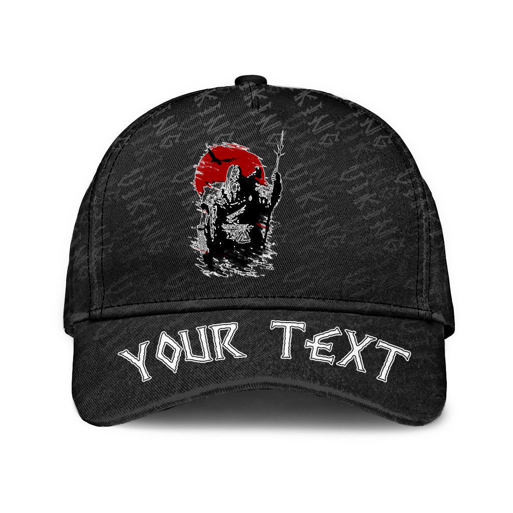 viking-classic-cap-custom-the-harsh-god-odin-against-the-background-of-red-sun-classic-cap