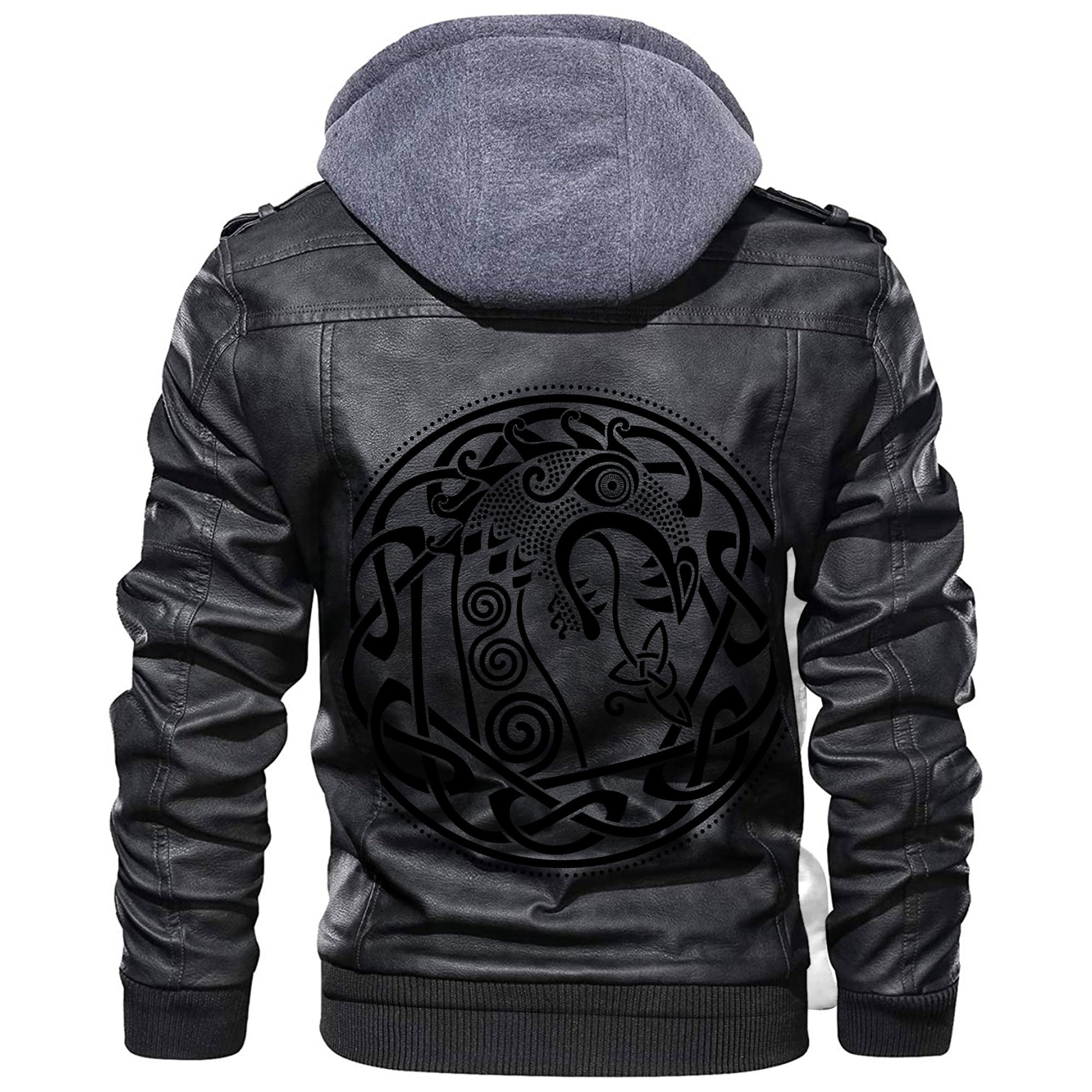 Viking The Ship Drakkar In The Form Of A Dragon Leather Jacket RLT12 - Wonder Print Shop