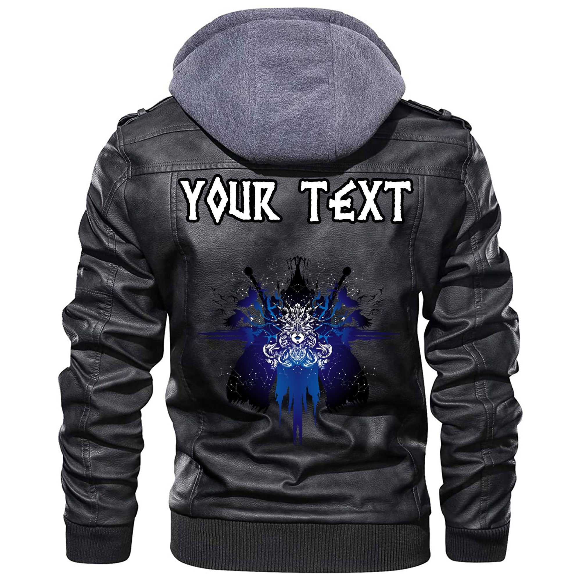 (Custom) Wonder Print Shop - The Valkyrie At The Starry Sky Through Which Flies Flock Of Birds Leather Jacket RLT12 - Wonder Print Shop