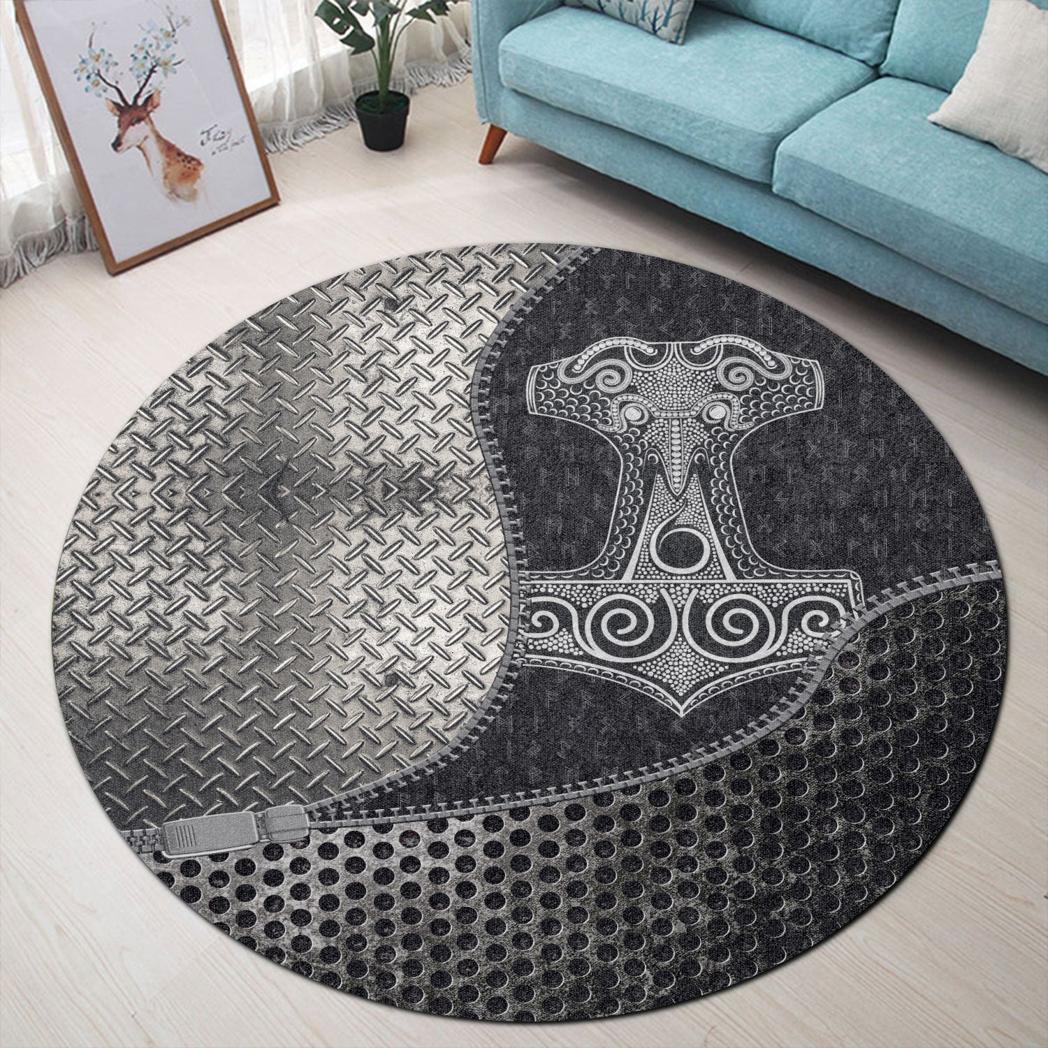 viking-carpet-thor-hammer-mjolnir-round-carpet