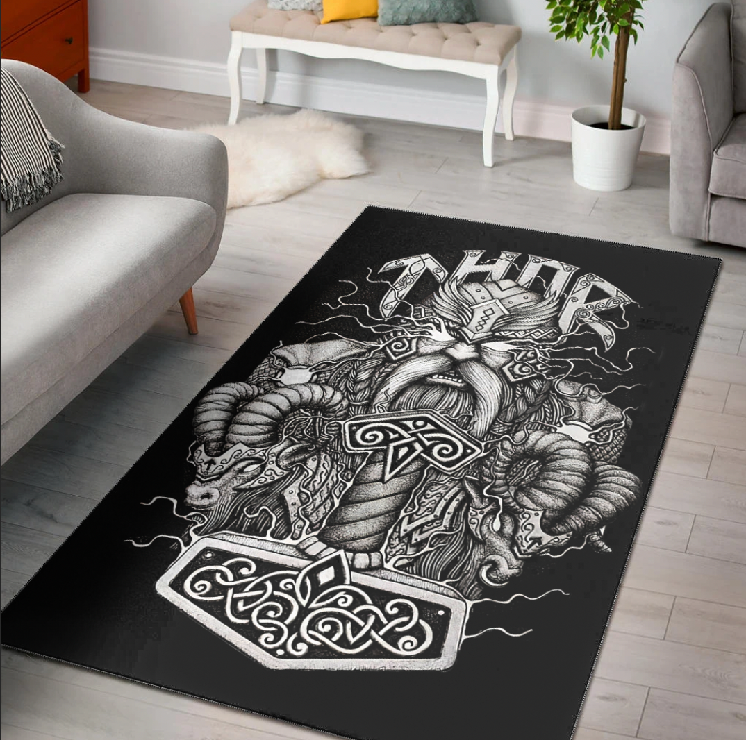 Viking Area Rug Thor and Mjolnir Area Rug RLT12 - Wonder Print Shop