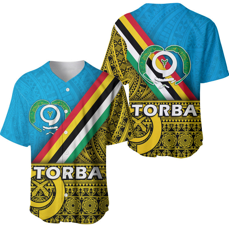 Turquoise Torba baseball jersey with diagonal flag stripe, crest logo, and 'TORBA' text