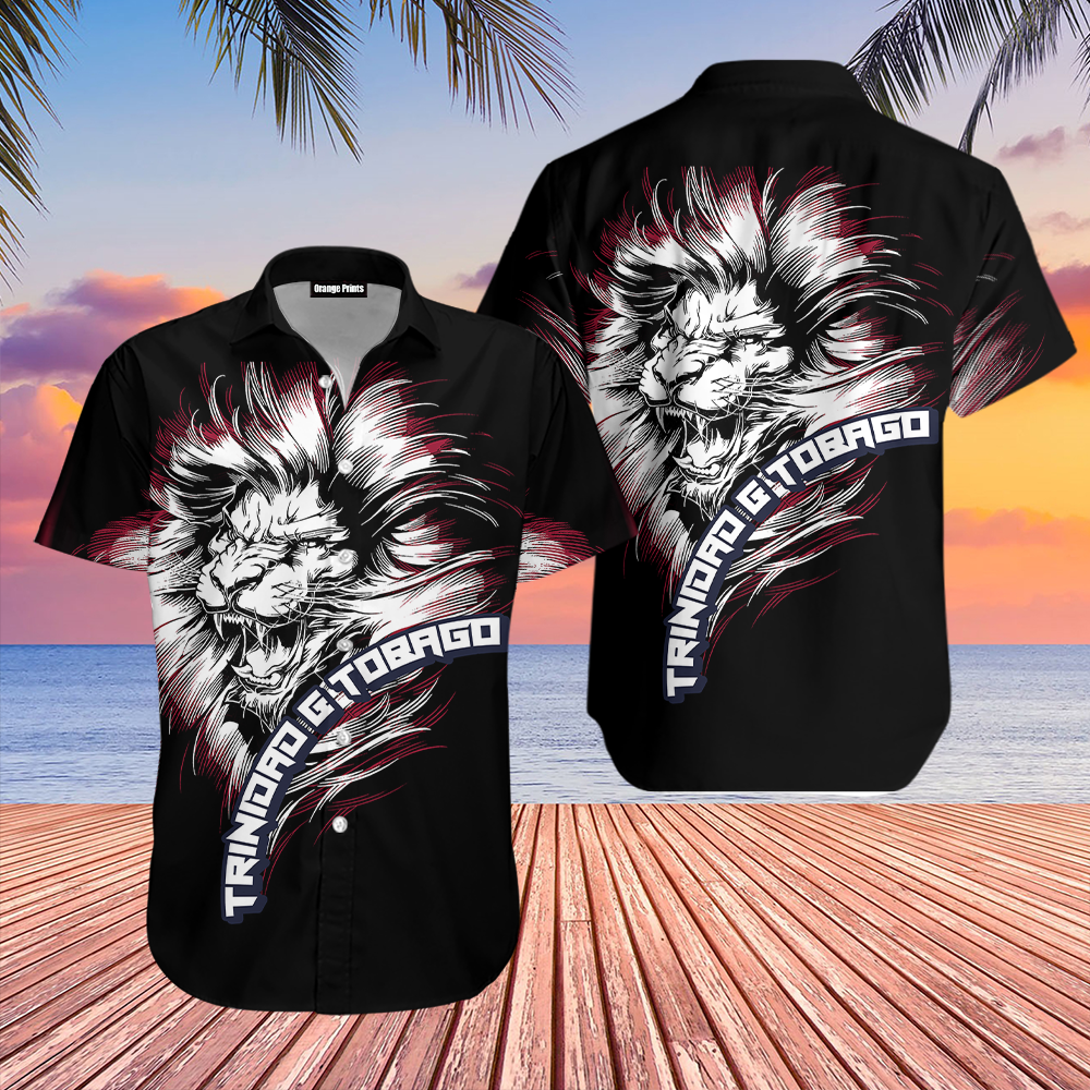 Trinidad And Tobago Lion Black Hawaiian Shirt - Wonder Print Shop