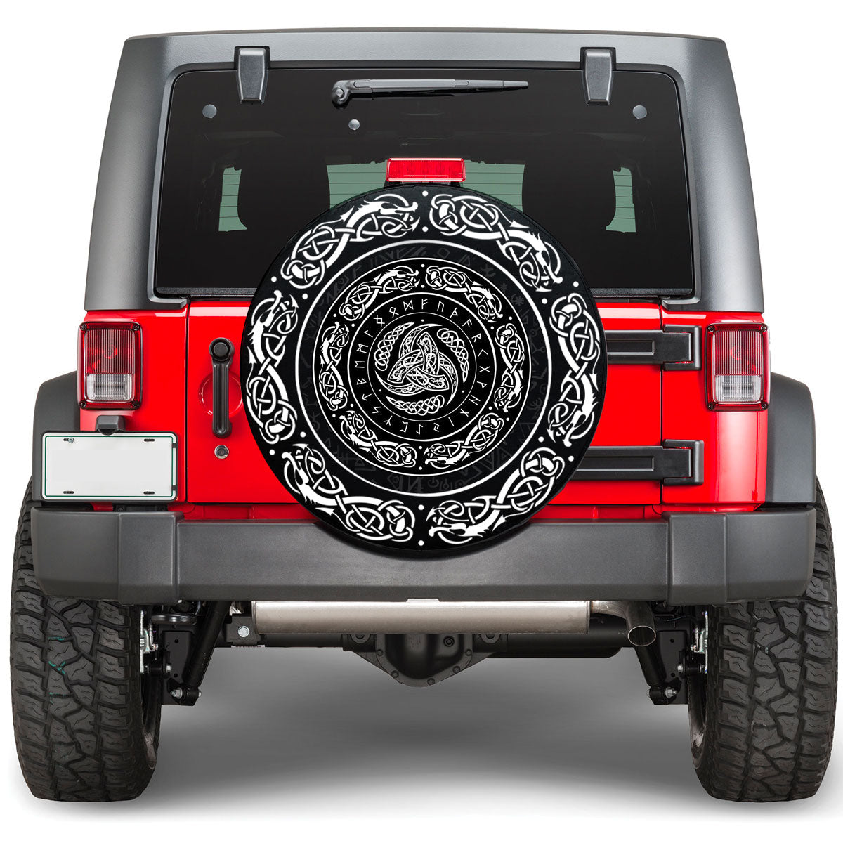 Viking Triple Horn Of Odin and Runes Viking Spare Tire Cover RLT12 - Wonder Print Shop