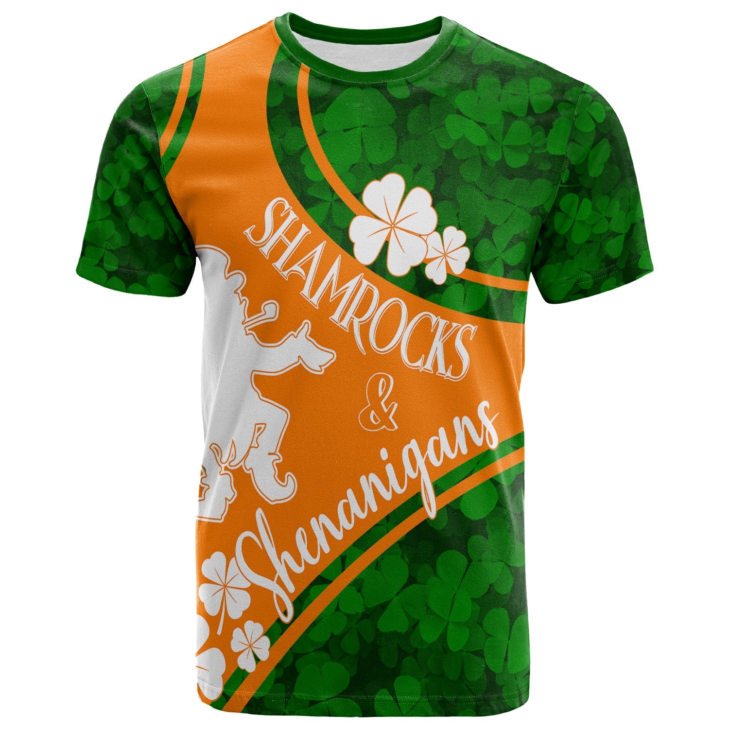 Saint Patrick Day T Shirt Shamrocks And Shenanigans Irish Flag Style - Wonder Print Shop