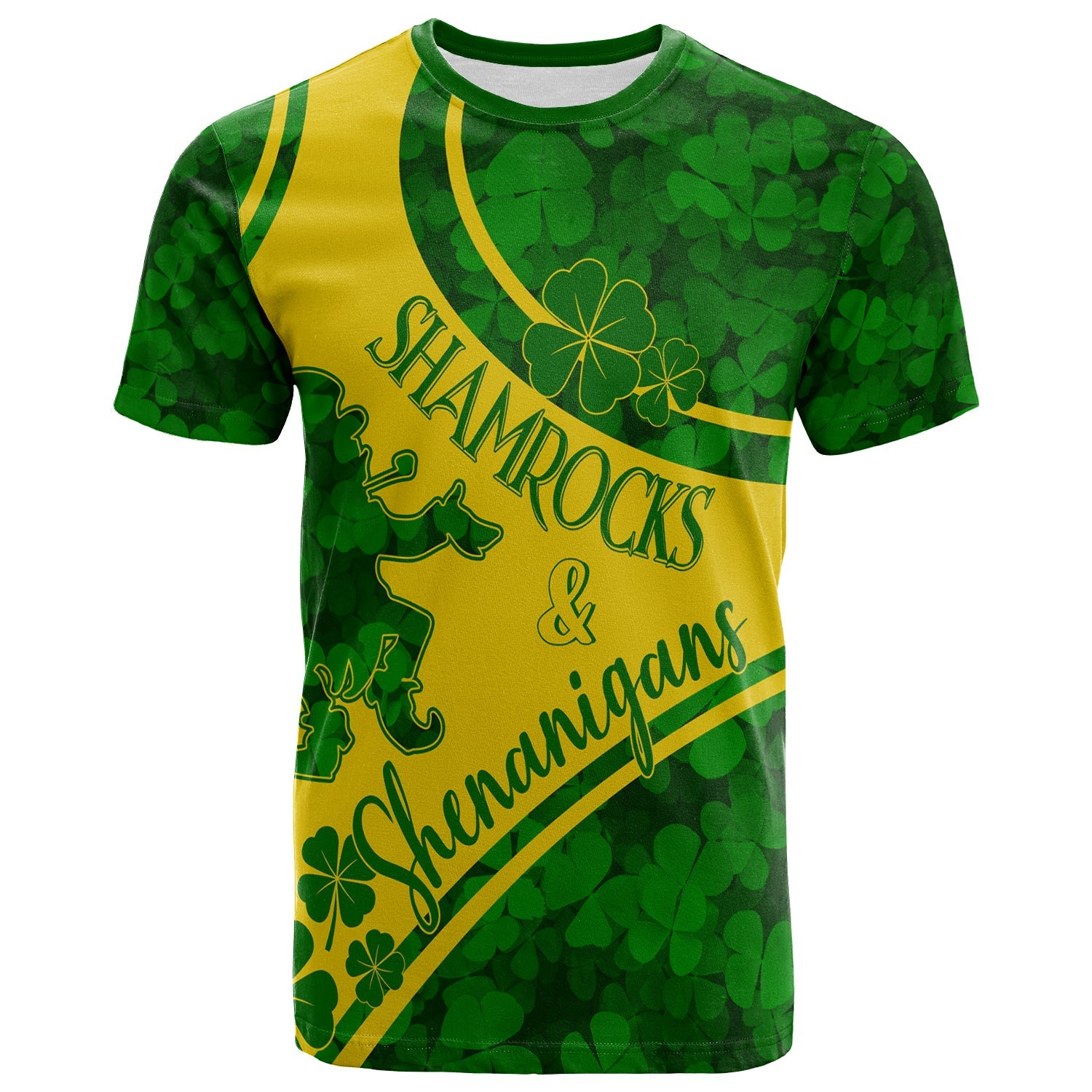 Saint Patrick Day T Shirt Shamrocks And Shenanigans Gold Style - Wonder Print Shop