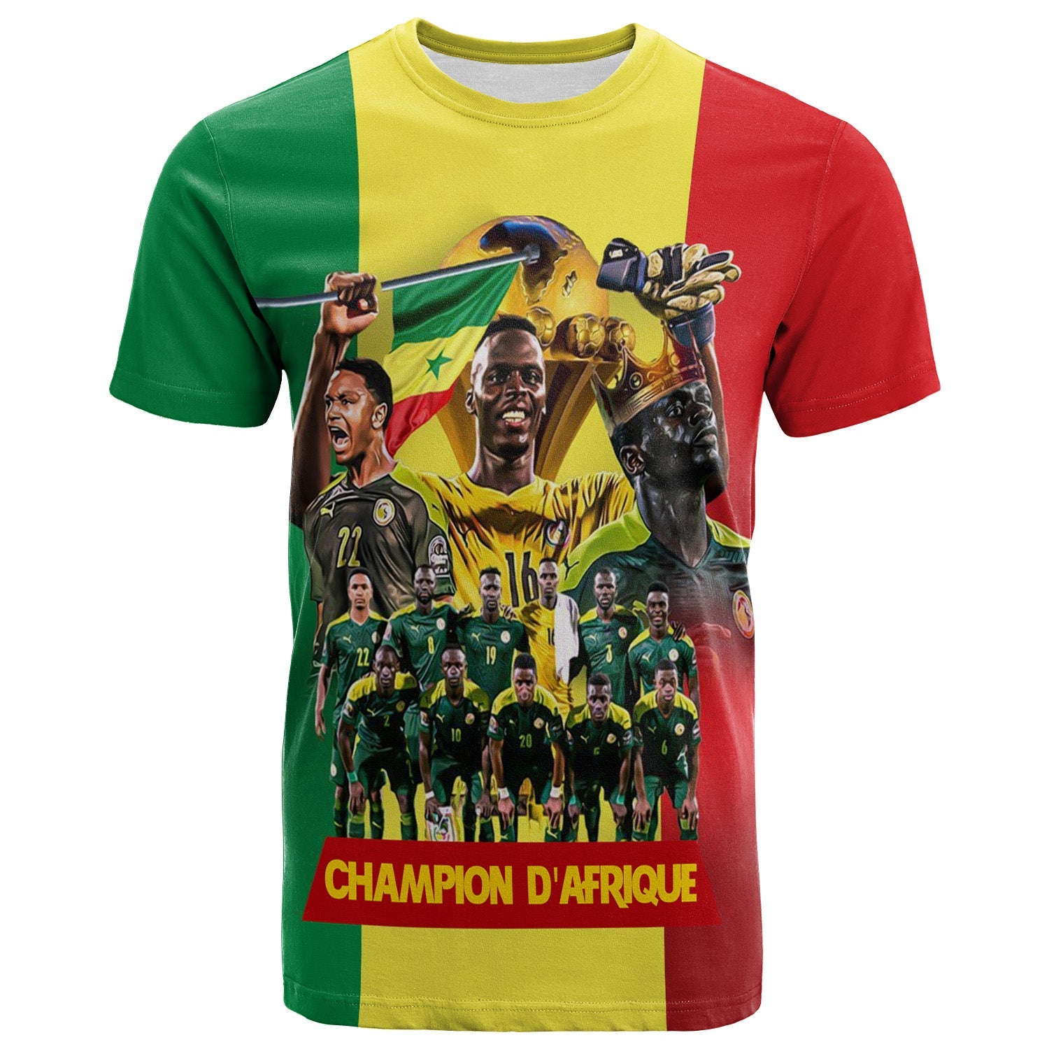 Senegal Football Champion D'Afrique T Shirt Senegal Flag - Wonder Print Shop