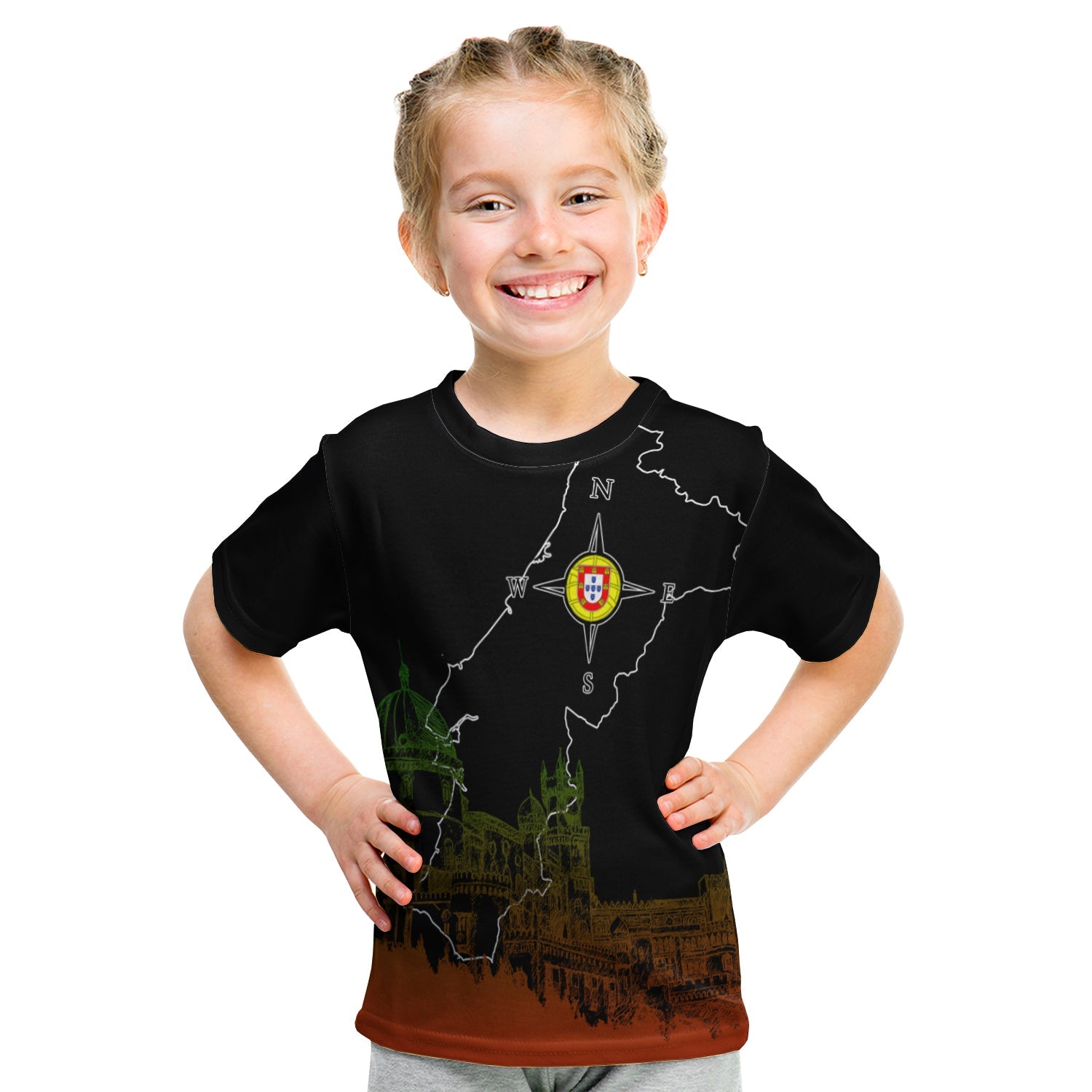 custom-personalised-portugal-pena-palace-sketch-art-kid-t-shirt-portuguese-map