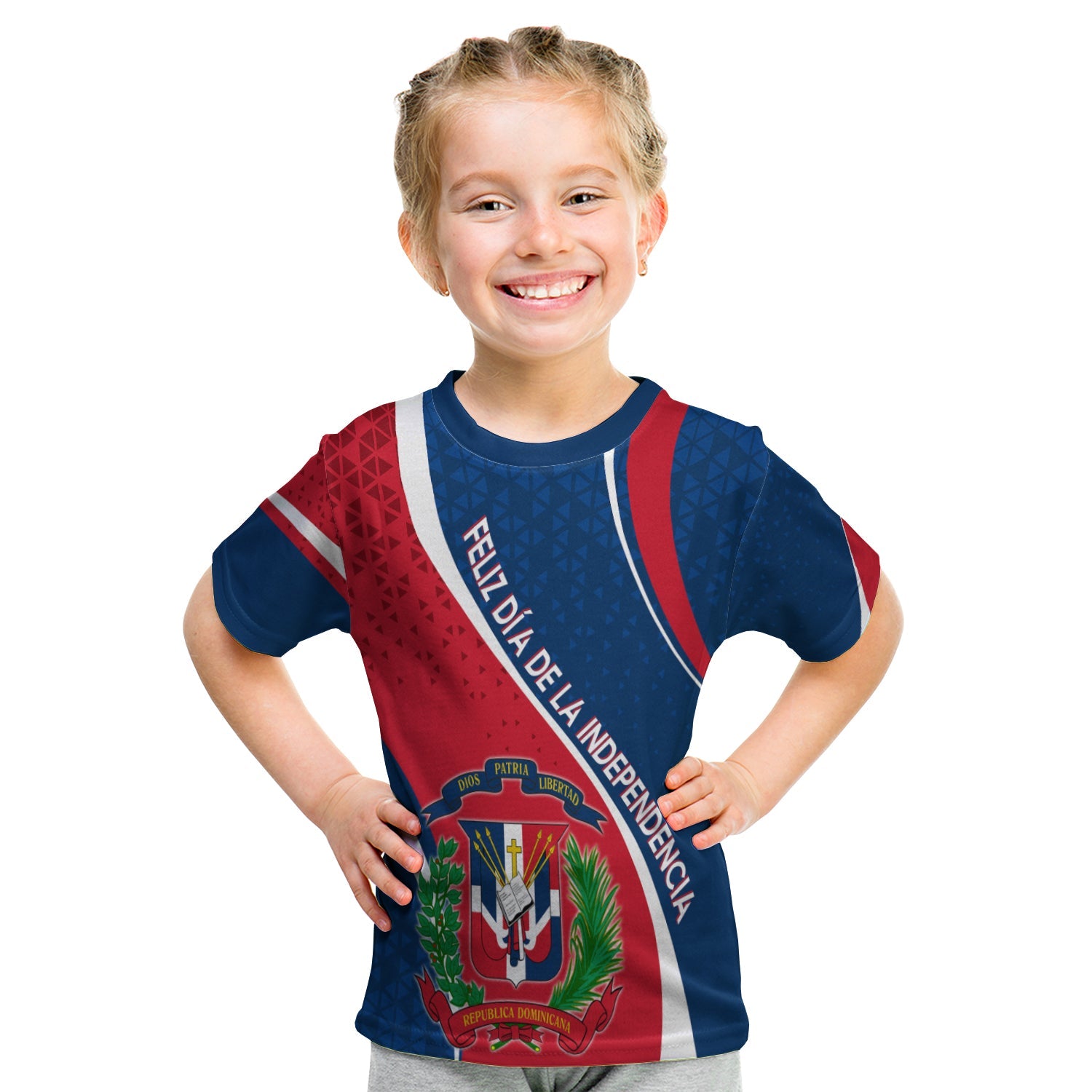 Dominican Republic T Shirt KID Independence Day - Curve Style - Wonder Print Shop