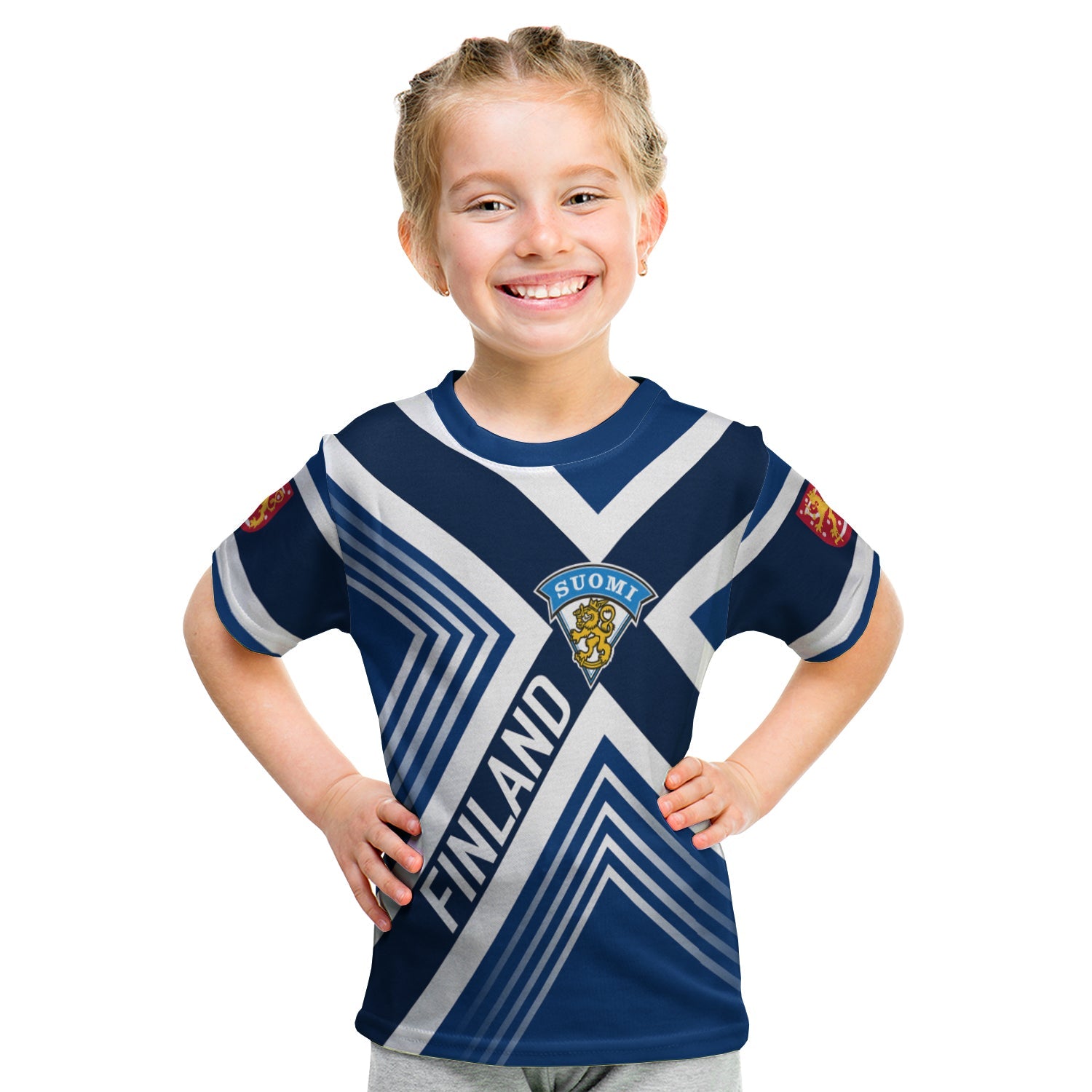 Personalised Finland Ice Hockey World Championships Suomi T Shirt KID - Blue Version - Wonder Print Shop