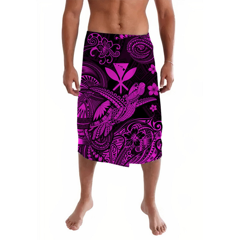 Pink and purple patterned lavalava sarong with floral tribal design