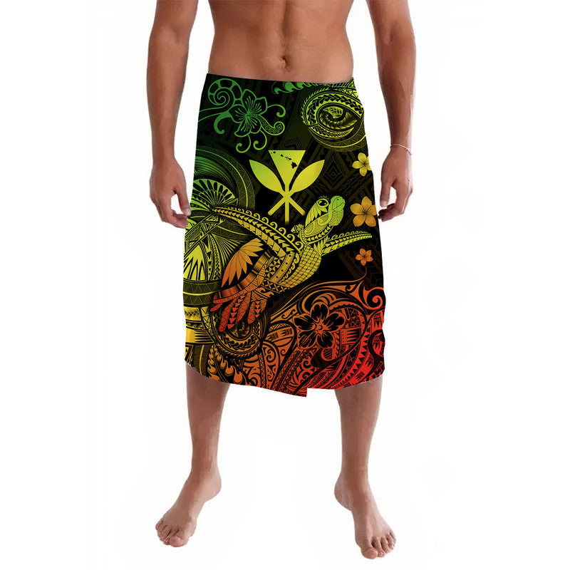 Multicolor tropical graphic lavalava wrap skirt with turtle motifs