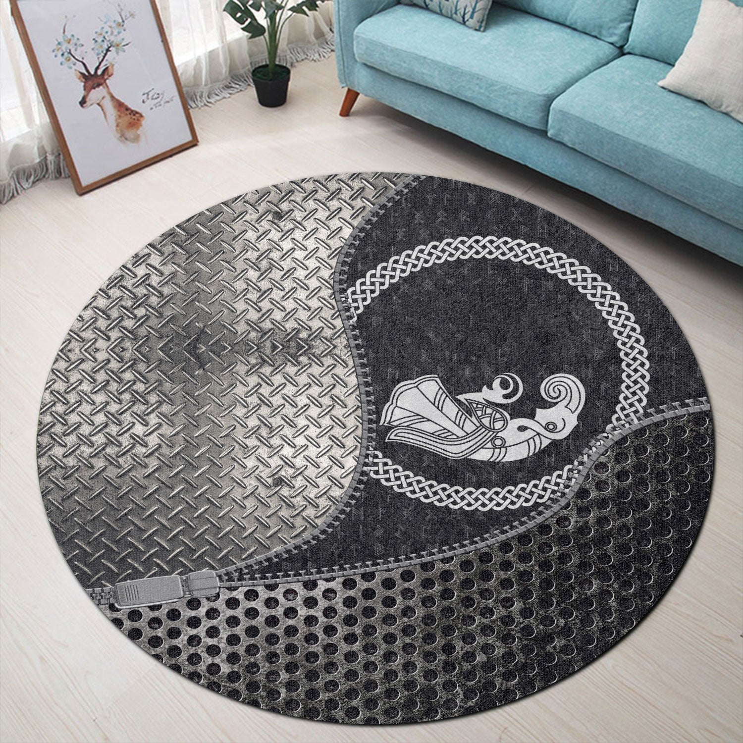 viking-carpet-two-ravens-of-the-god-odin-in-scandinavian-style-round-carpet