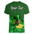 Custom St Patricks Day V Neck T Shirt Green Leprechaun Hat With Clover Leaf No2 - Wonder Print Shop