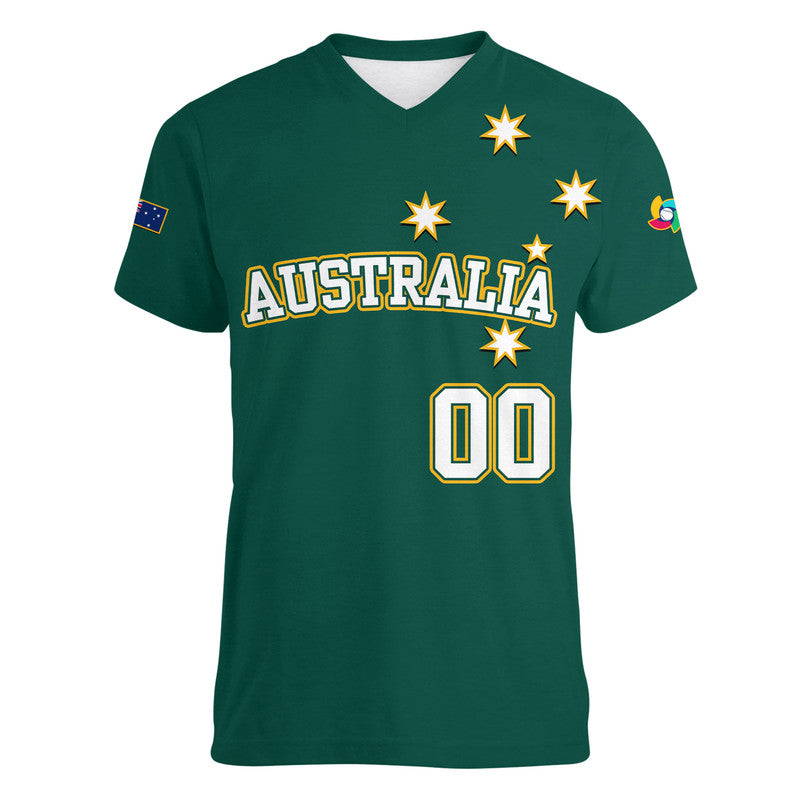 custom-text-and-number-baseball-2023-australia-green-women-v-neck-t-shirt