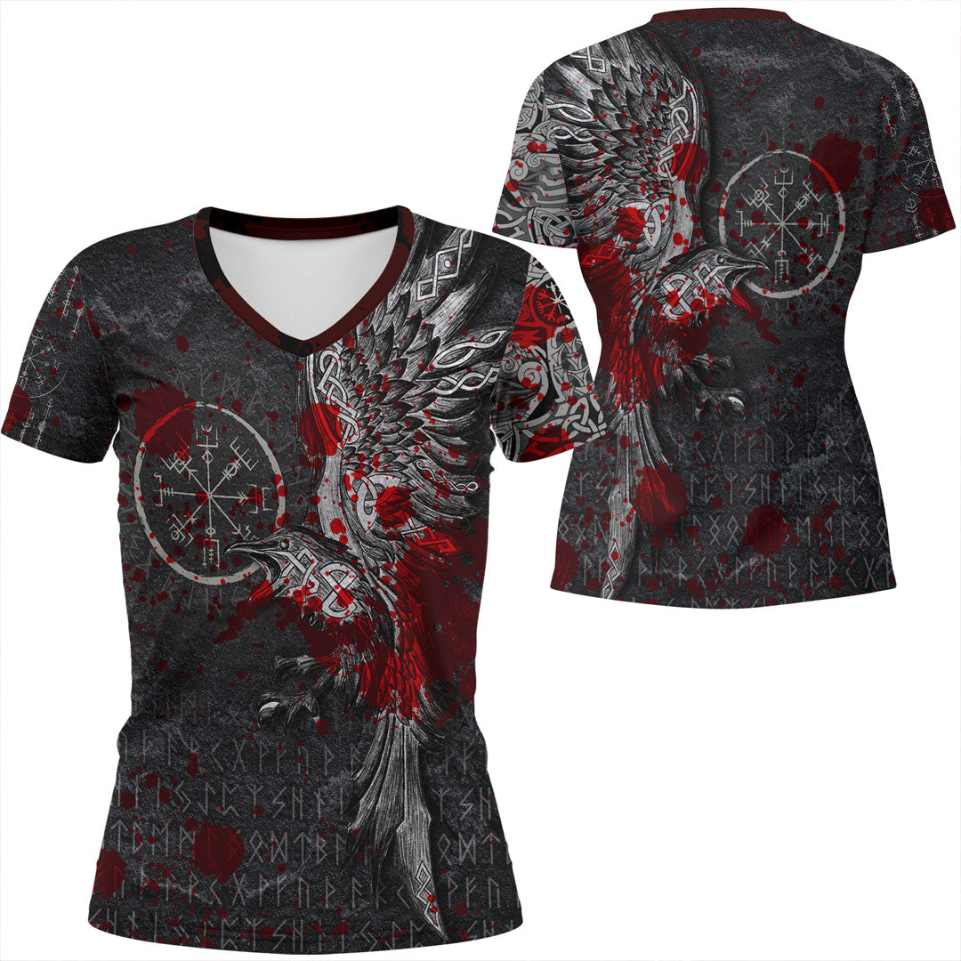 viking-clothing-viking-odin-raven-tattoo-style-blood-version-v-neck-t-shirt