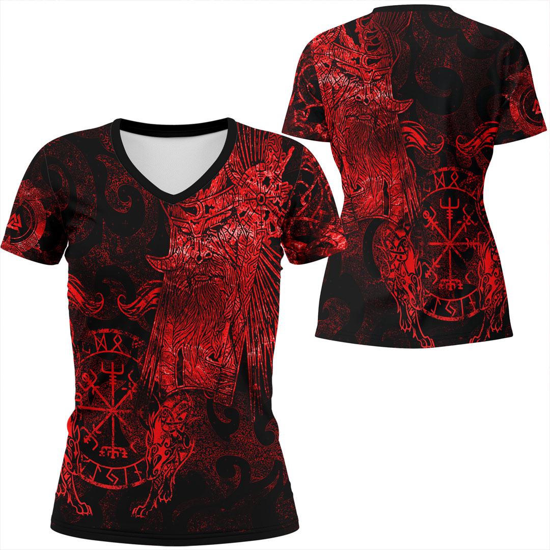 viking-clothing-viking-odin-tattoo-red-version-v-neck-t-shirt