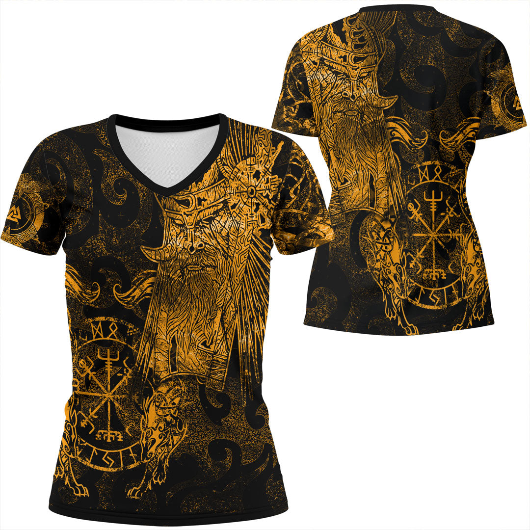 viking-clothing-viking-odin-tattoo-gold-version-v-neck-t-shirt