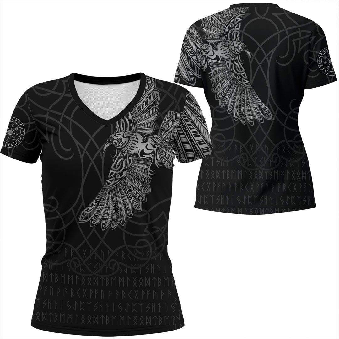 Viking Clothing Viking Odins Raven Tattoo V Neck T shirt RLT12 - Wonder Print Shop