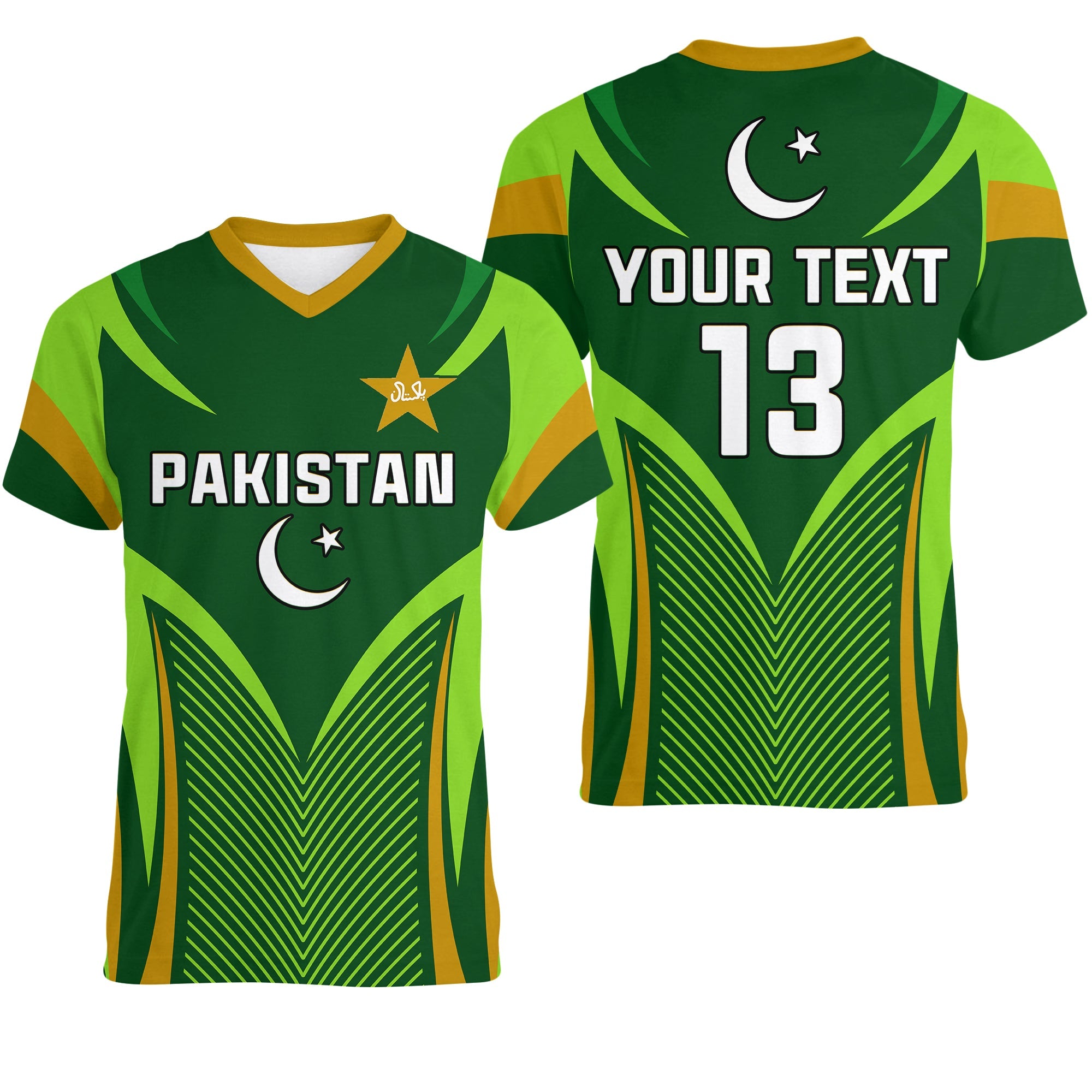 custom-text-and-number-pakistan-cricket-v-neck-t-shirt-green-shaheens-champion