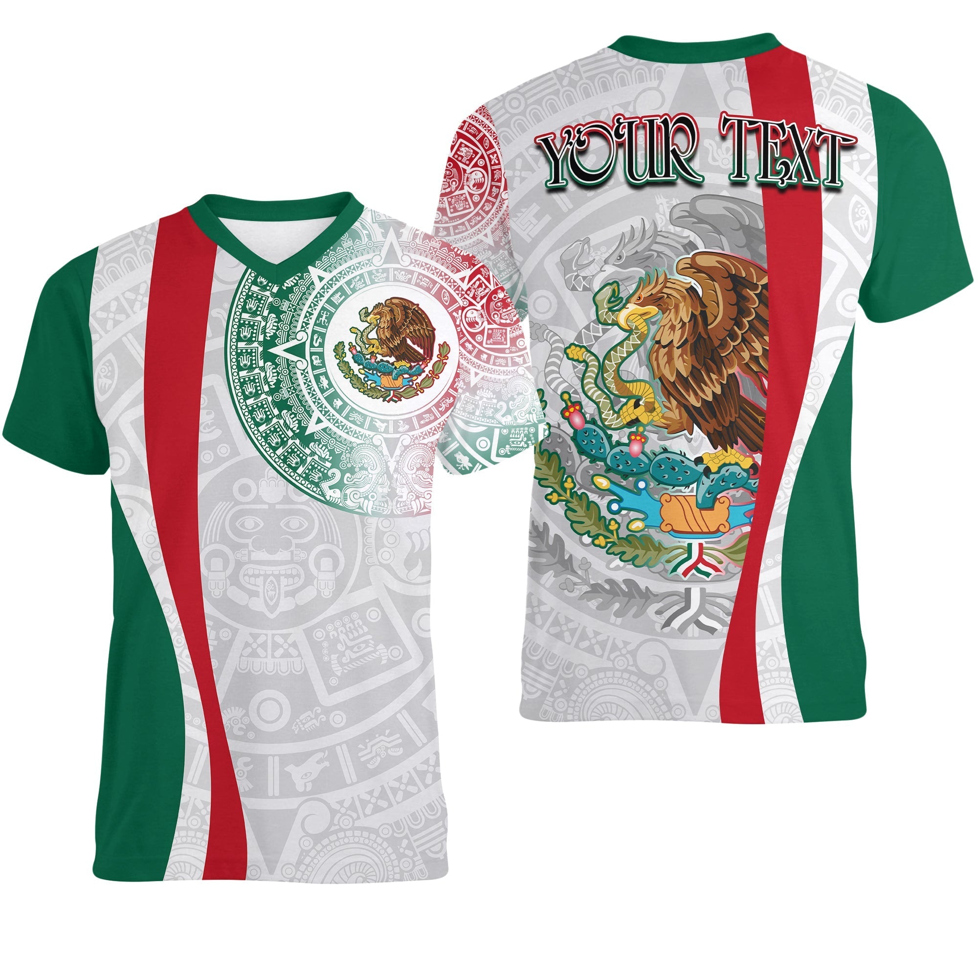 custom-personalised-mexico-v-neck-t-shirt-mexican-eagles-aztec-pattern-lt13