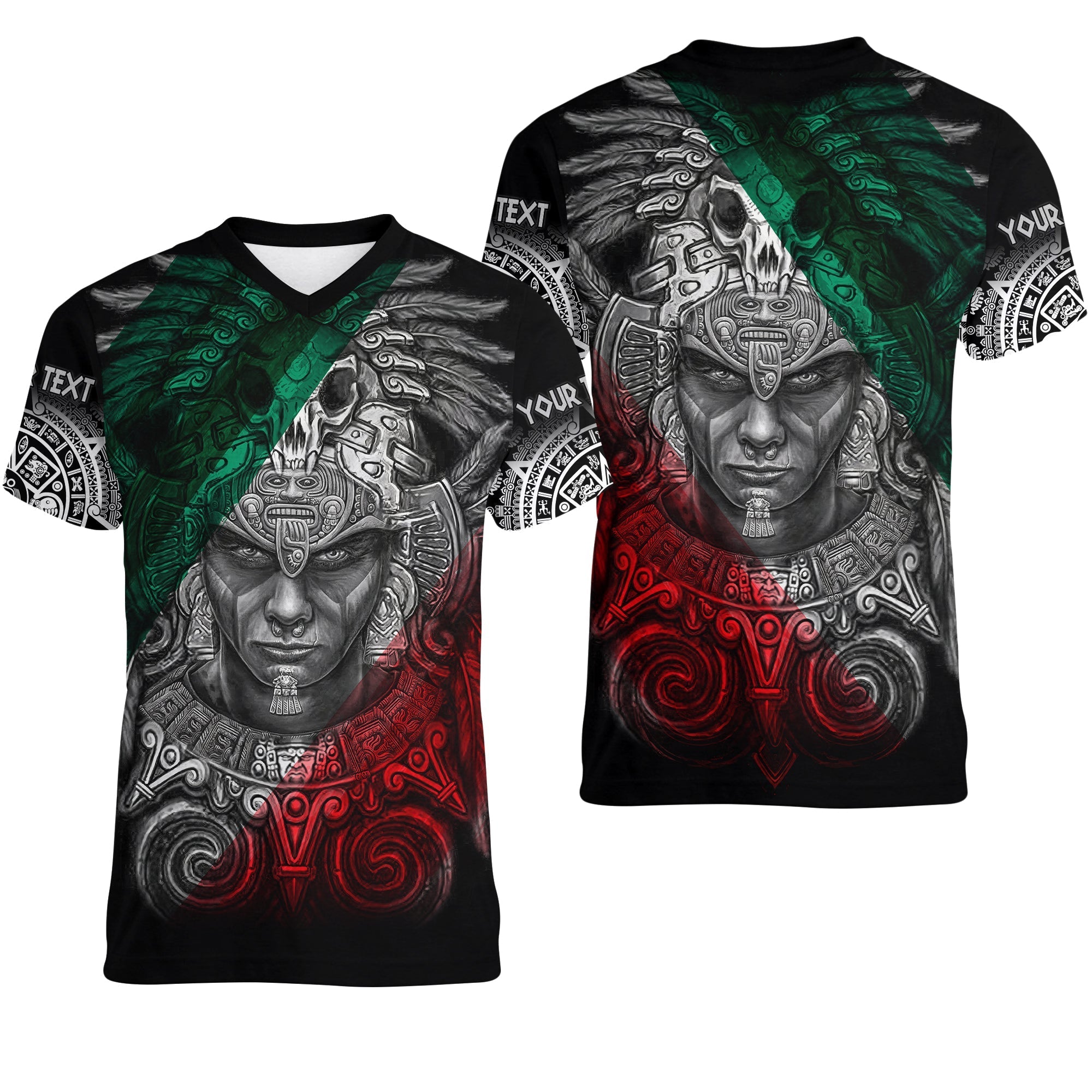 custom-personalised-mexico-v-neck-t-shirt-warrior-eagle-aztec-lt13