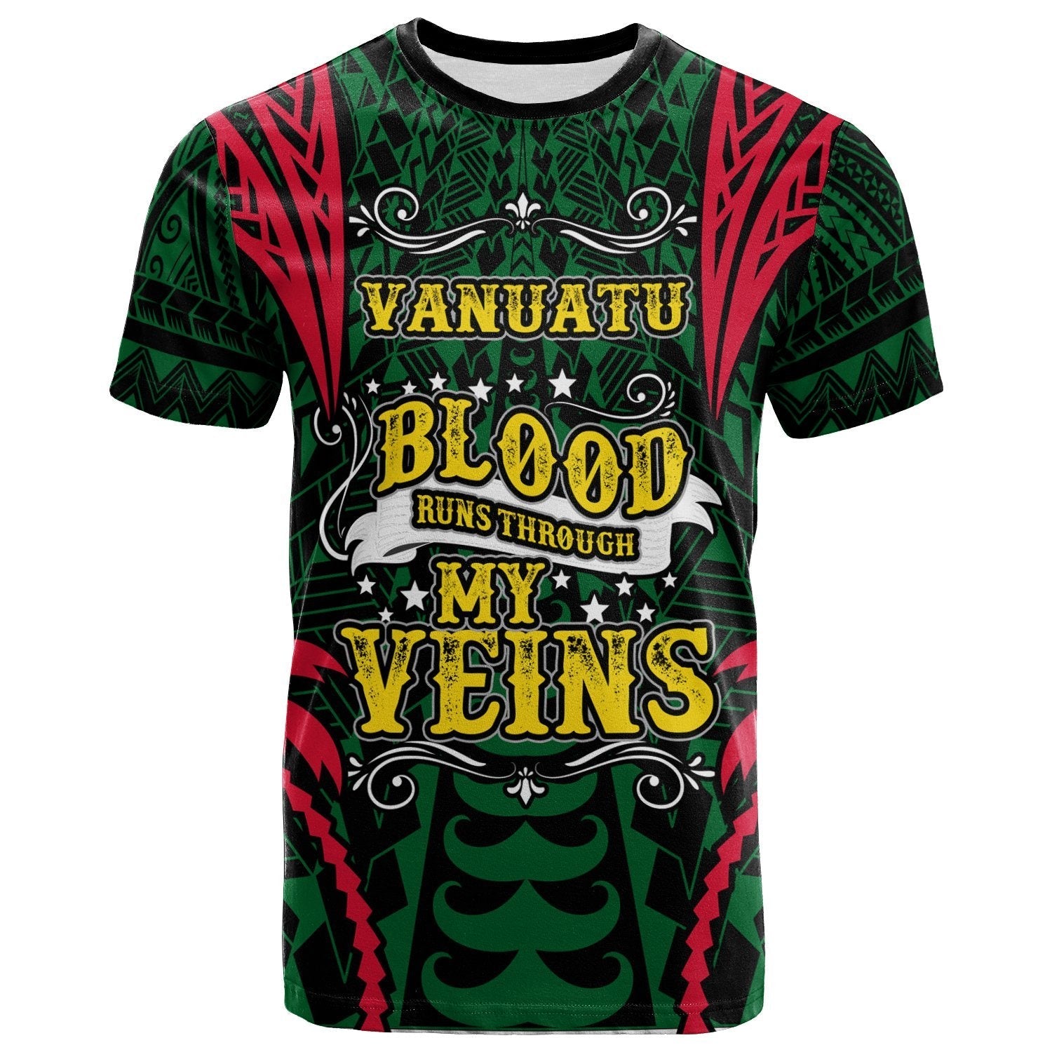 Vanuatu T Shirt Blood Runs Through My Veins Style Flag - Wonder Print Shop