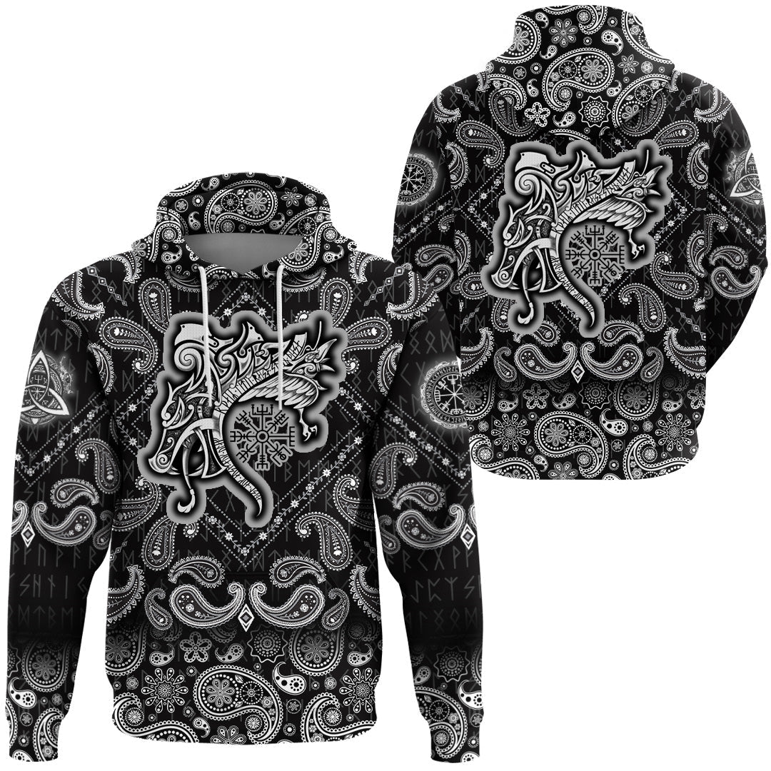 Viking Hoodie Vegvisir Magic with Bandana Paisley Style RLT12 - Wonder Print Shop