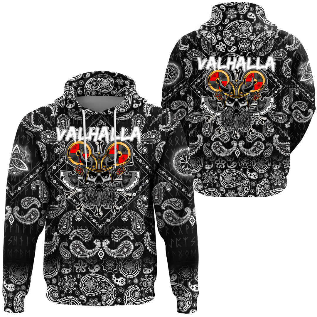 Viking Hoodie Viking ValhallWarrior with Bandana Paisley Style RLT12 - Wonder Print Shop