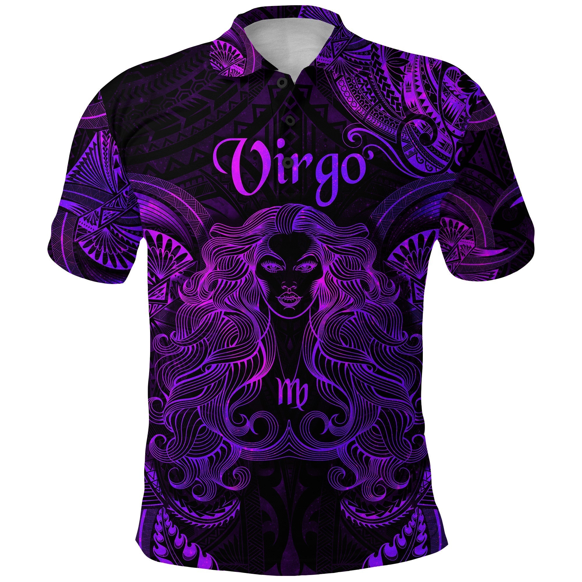 Custom Virgo Zodiac Polynesian Polo Shirt Unique Style Purple LT8 - Wonder Print Shop