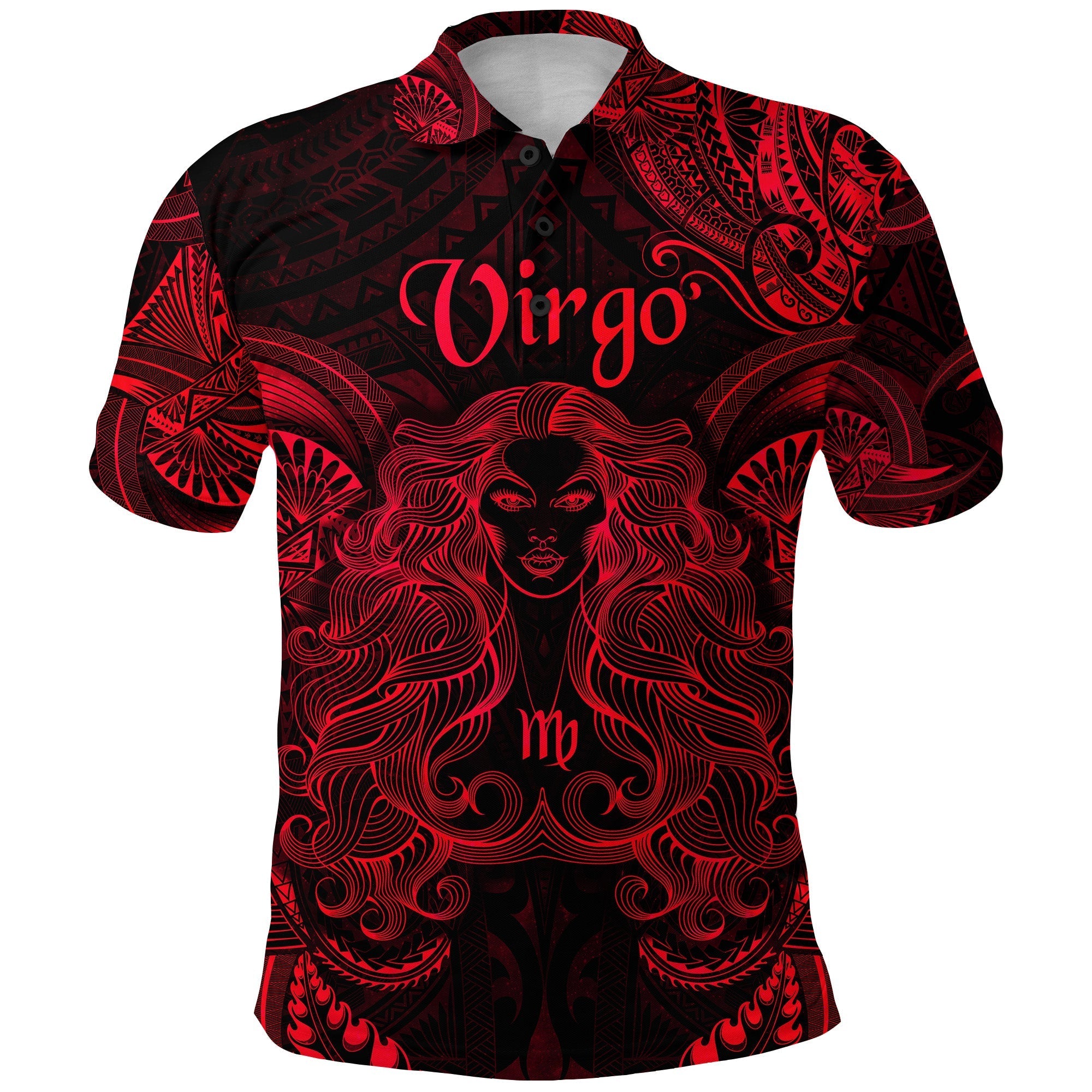 Custom Virgo Zodiac Polynesian Polo Shirt Unique Style Red LT8 - Wonder Print Shop