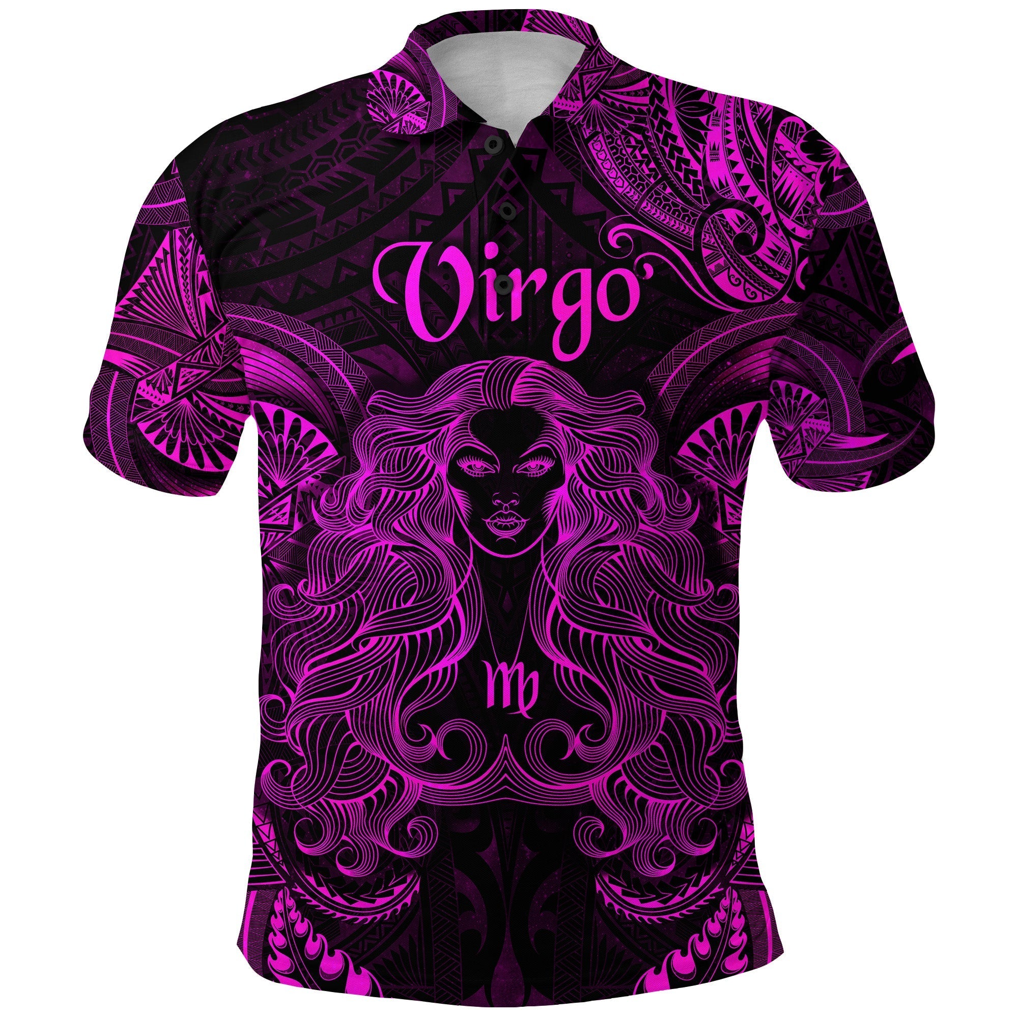 Custom Virgo Zodiac Polynesian Polo Shirt Unique Style Pink LT8 - Wonder Print Shop