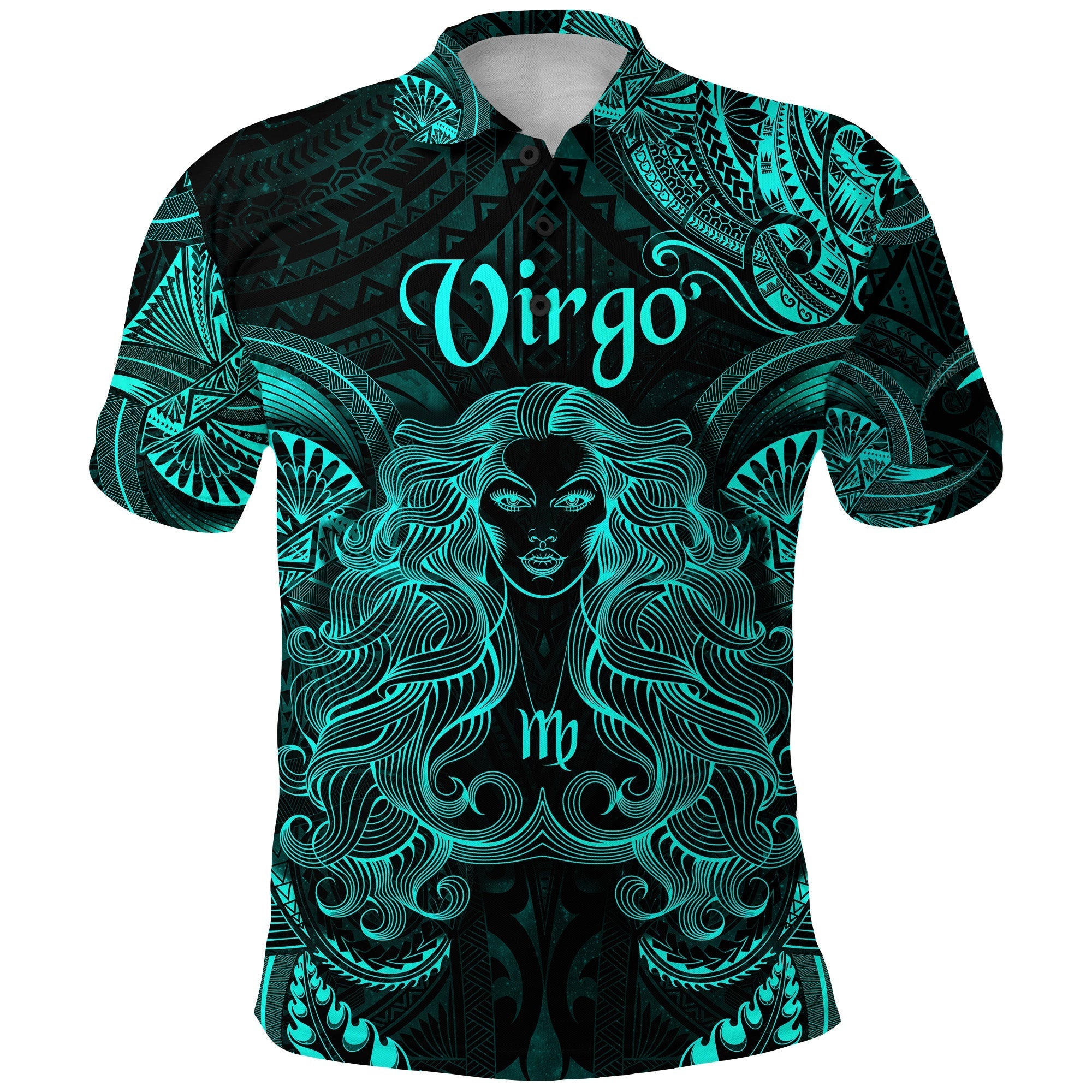 Custom Virgo Zodiac Polynesian Polo Shirt Unique Style Turquoise LT8 - Wonder Print Shop