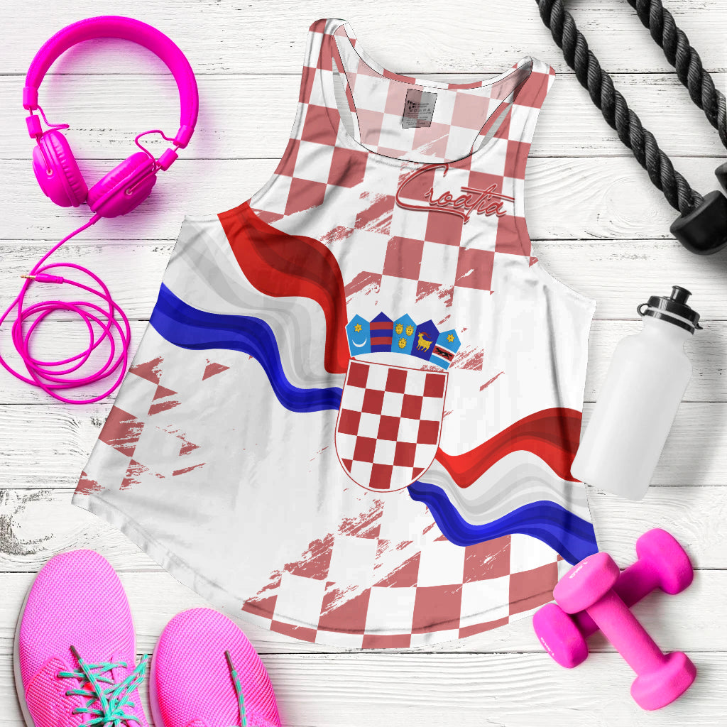 croatia-women-racerback-tank-checkerboard-grunge-style