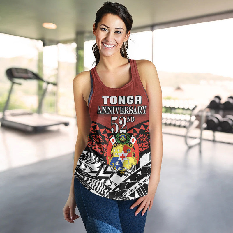 Tonga Anniversary 52nd red racerback tank, sleeveless with bold front print