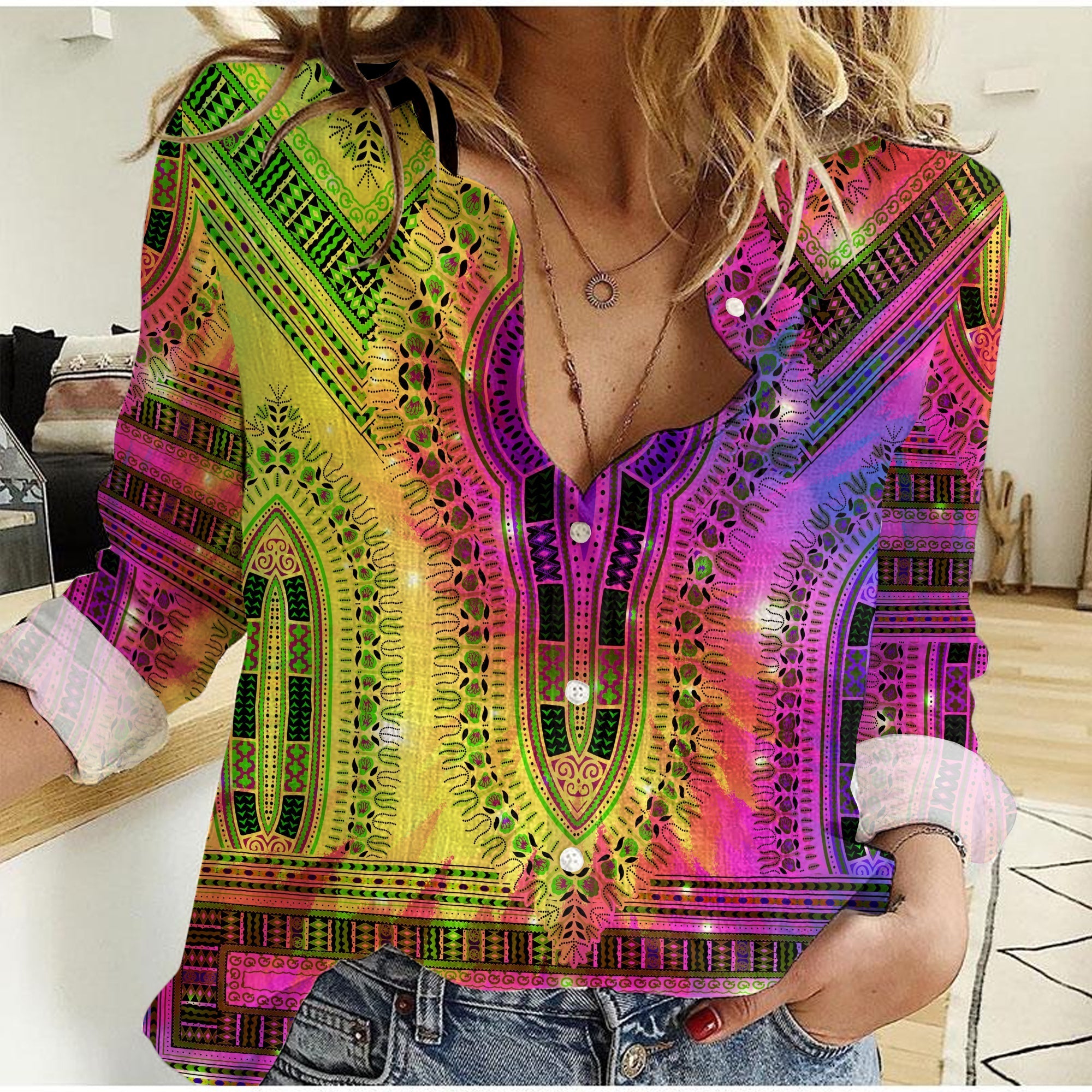 custom-personalised-africa-tie-dye-women-casual-shirt-dress-special-dashiki-pattern