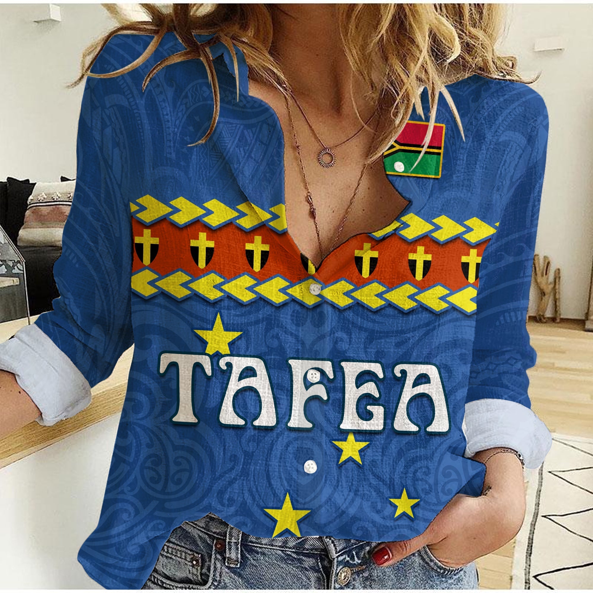 Custom Personalised Tafea Province Women Casual Shirt Vanuatu Pig Tusk Polynesian Flag Style - Wonder Print Shop